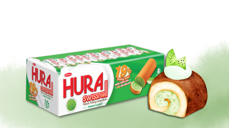 Bánh trứng cuộn kem hương cốm Hura Swissroll