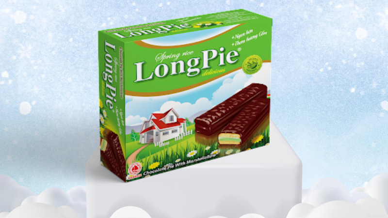 Bánh Longpie Hải Hà kem marshmallow phủ socola hương cốm