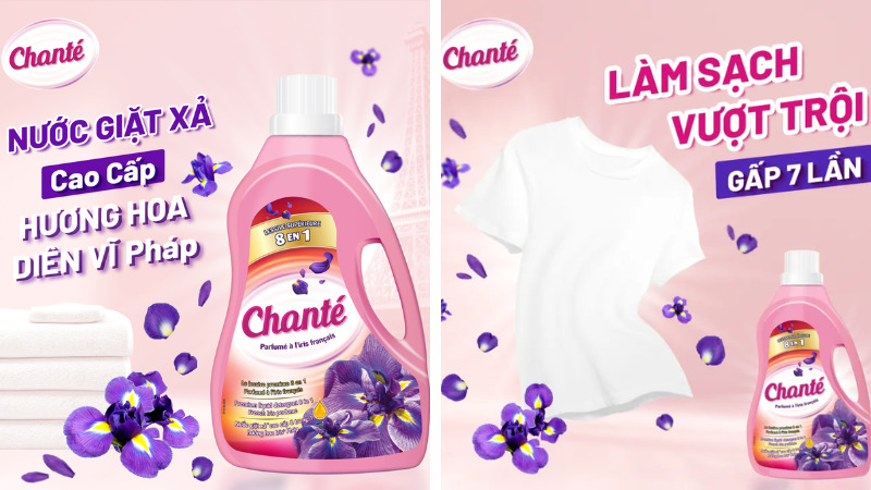 Nước giặt xả Chanté cao cấp 8 trong 1 hương hoa Diên Vĩ Pháp