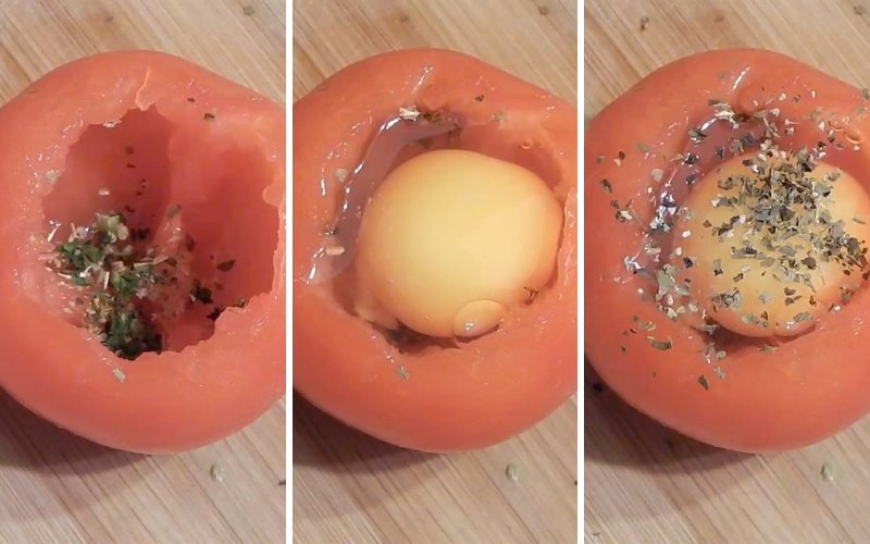 Cho trứng vào cà chua