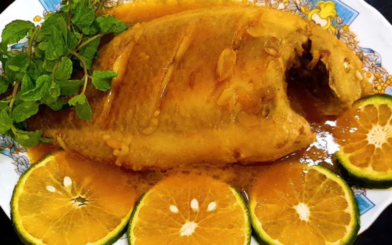 Red snapper with orange sauce