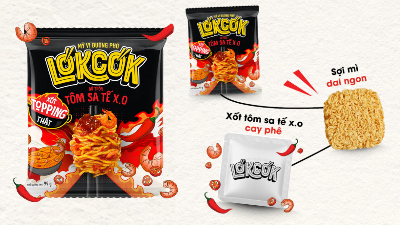 Mì trộn xốt topping thật tôm X.O