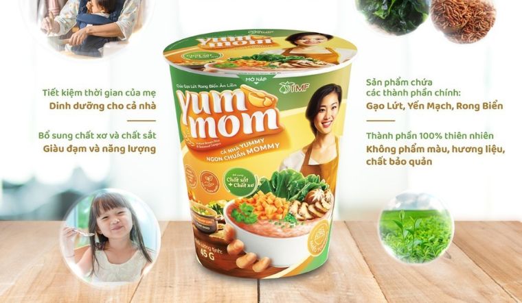 Bé ăn dặm dinh dưỡng với cháo gạo lứt rong biển yến mạch ăn liền Yum Mom TMF