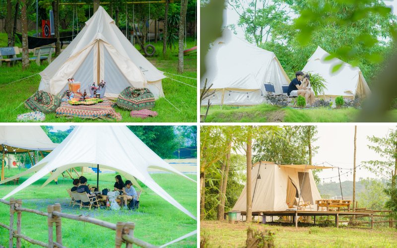 Đến với TreeFarm, du khách có thể lựa chọn lưu trại tại những lều trại