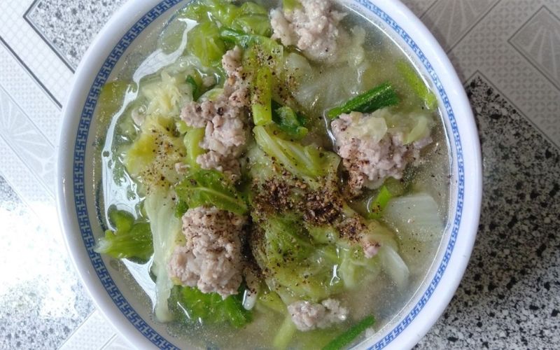 Canh cải bẹ dún thịt bằm