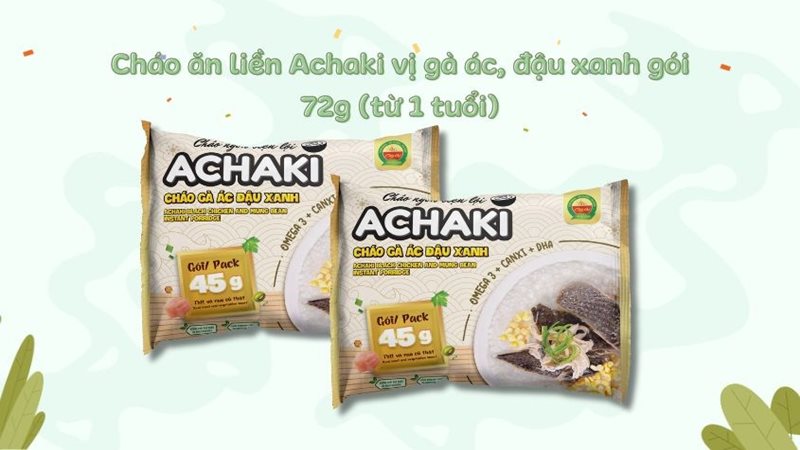 Cháo ăn liền Achaki vị gà ác, đậu xanh