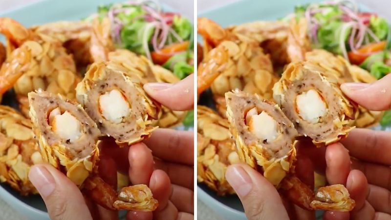 Shrimp with Coated Almonds