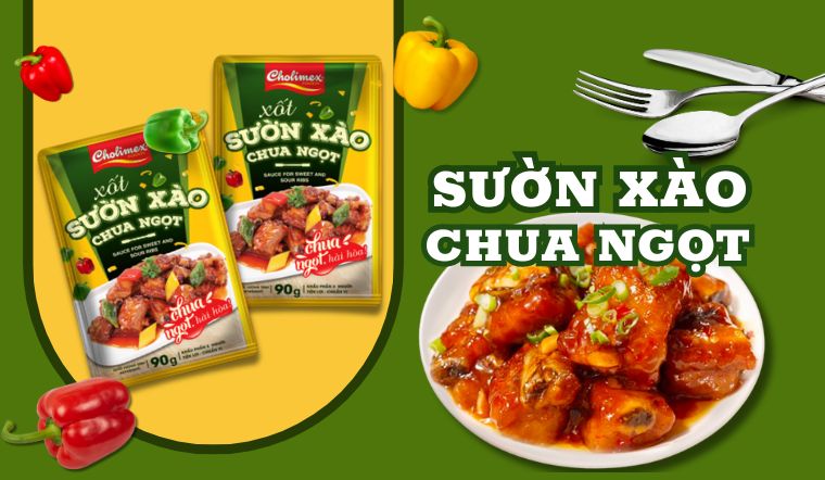 Bí quyết sườn xào chua ngọt ngon như nhà hàng với xốt gia vị Cholimex