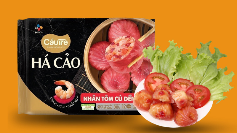 Há cảo Cầu Tre nhân tôm củ dền