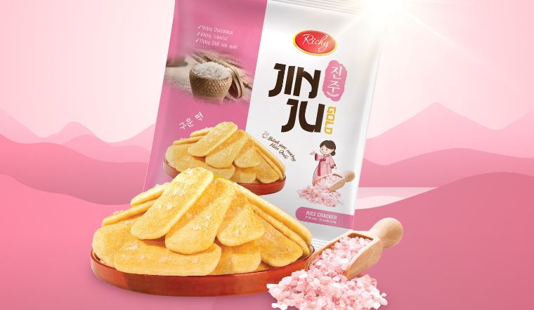 Bánh gạo giòn Jinju ngon đậm đà với vị muối hồng Himalaya