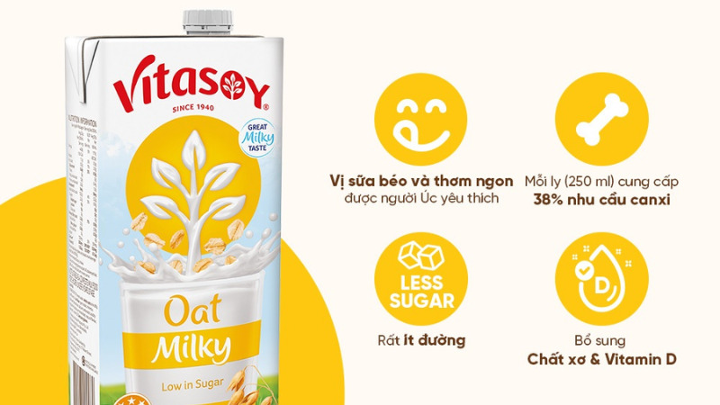 Sữa yến mạch Vitasoy được làm từ 100% hạt yến mạch nguyên cám