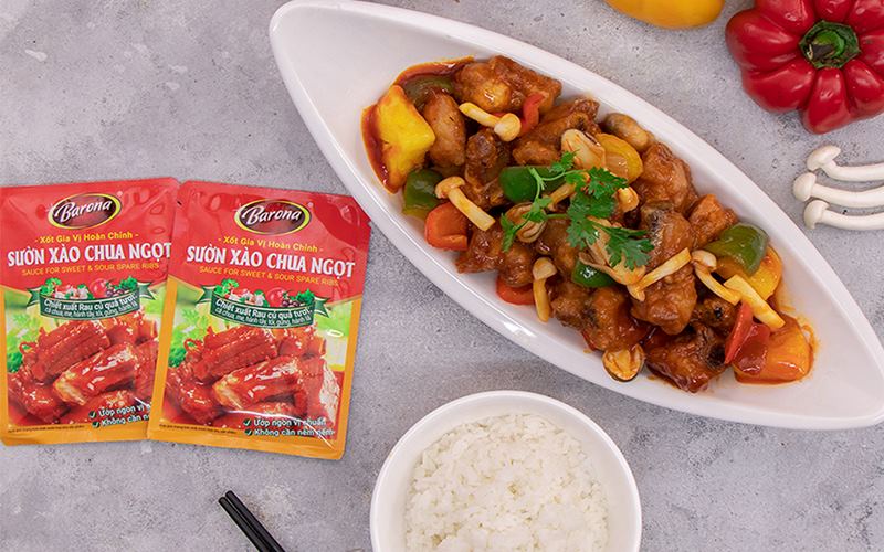 Xốt gia vị hoàn chỉnh sườn xào chua ngọt Barona