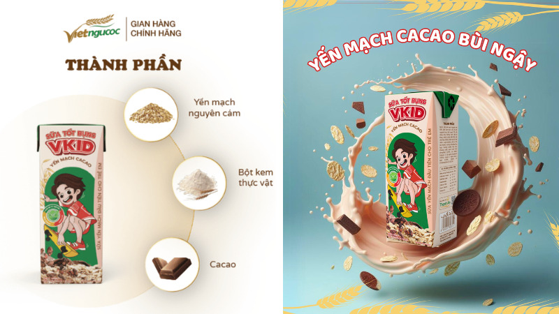 Sữa tốt bụng VKID yến mạch cacao