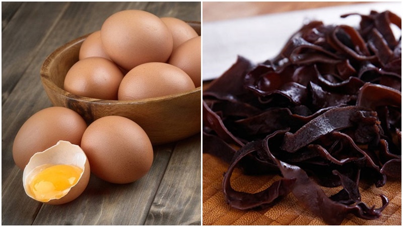 Ingredients for Fried Eggs with Wood Ear Mushrooms