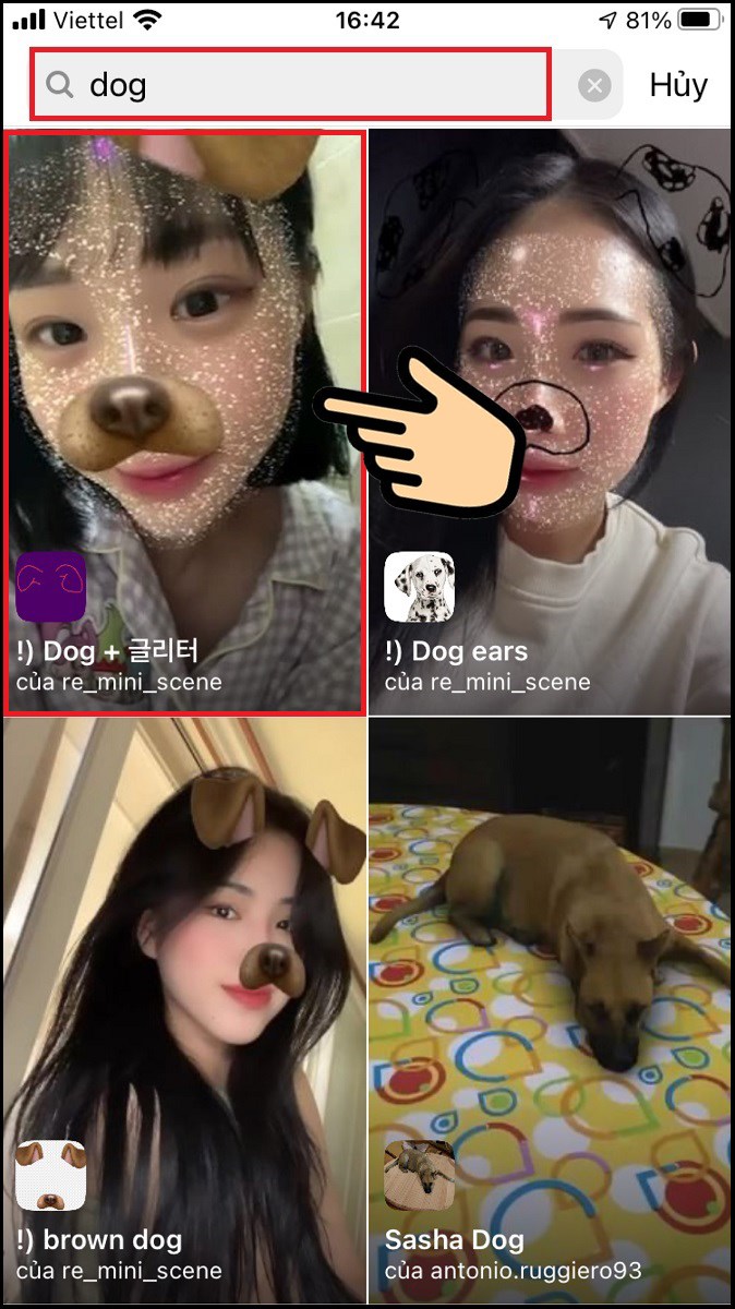 Cách chụp ảnh filter chú chó lấp lánh trên Instagram