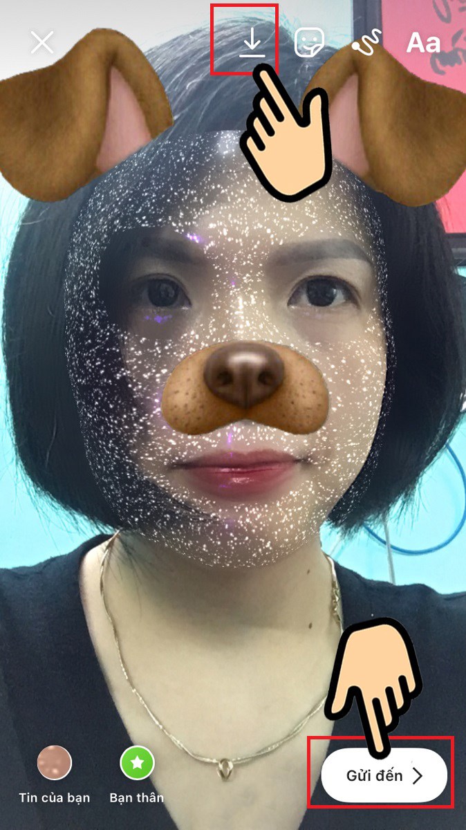 Cách chụp ảnh filter chú chó lấp lánh trên Instagram