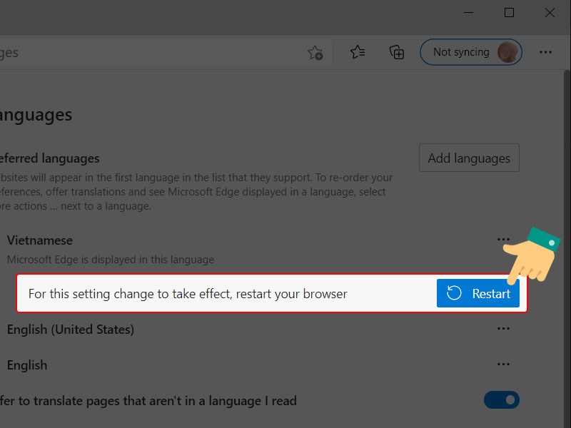 Doi microsoft edge sang tieng viet image to u
