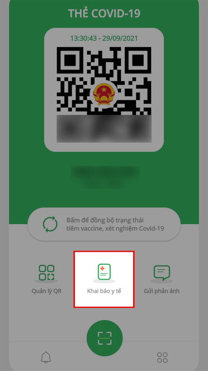 Mở ứng dụng PC Covid, chọn Khai báo y tế