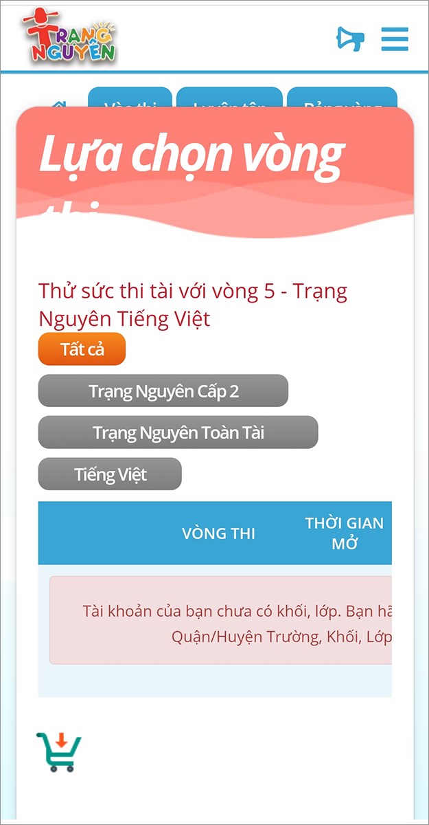 cách lập nick thi trạng nguyên tiếng việt lớp 2