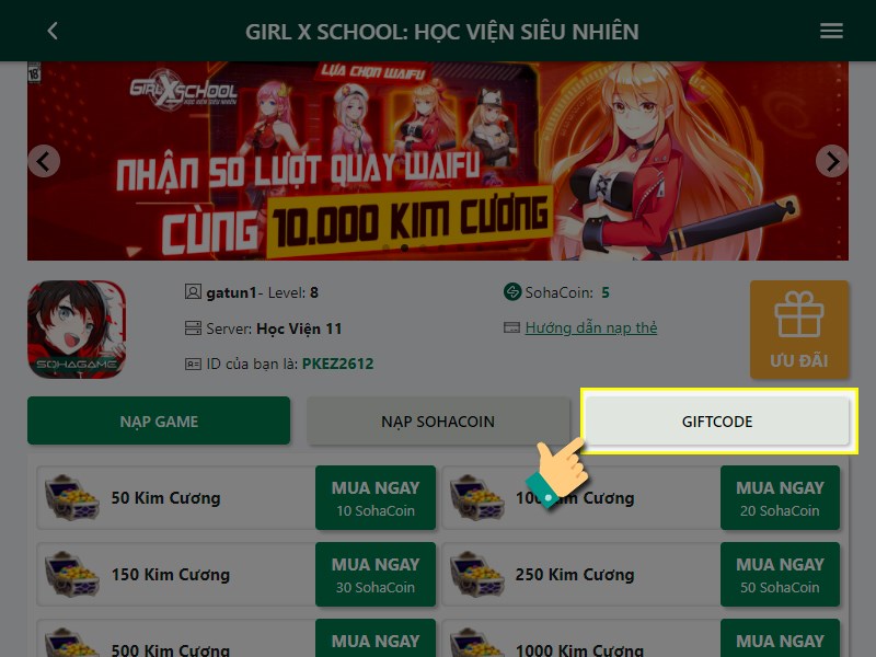 Code Girl X School: Học Viện Siêu Nhiên mới nhất 2022: Cách nhập code
