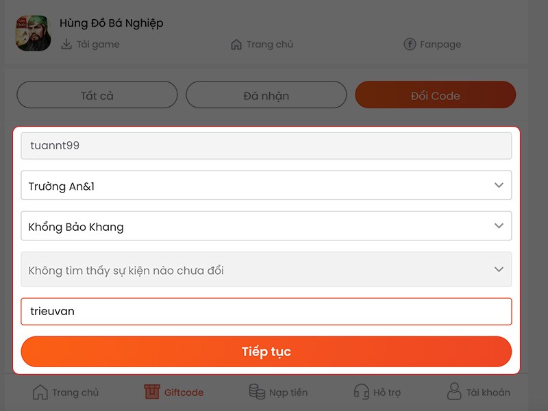 Share Code Hùng Đồ Bá Nghiệp mới nhất 2023 và cách nhập