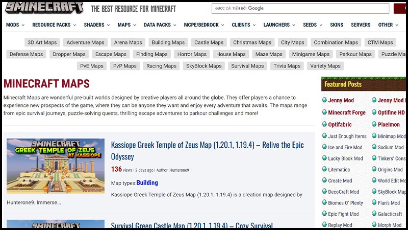 Cách tải map Minecraft miễn phí, tổng hợp map Minecraft hay nhất