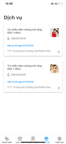 Screenshots Sổ tiêm chủng gia đình: Quản lý lịch tiêm chủng