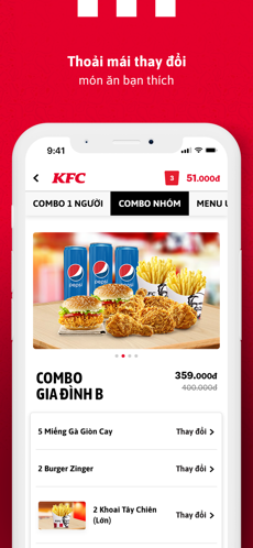 Screenshots KFC Vietnam - Đặt gà rán KFC tại nhà, nhiều ưu đãi khuyến mãi