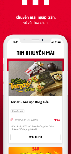 Screenshots KFC Vietnam - Đặt gà rán KFC tại nhà, nhiều ưu đãi khuyến mãi