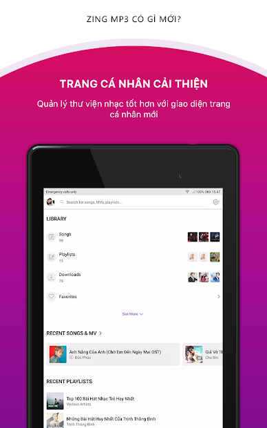 Screenshots Zing MP3 - Ứng dụng nghe nhạc trực tuyến