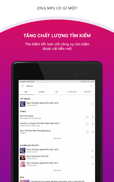 Screenshots Zing MP3 - Ứng dụng nghe nhạc trực tuyến