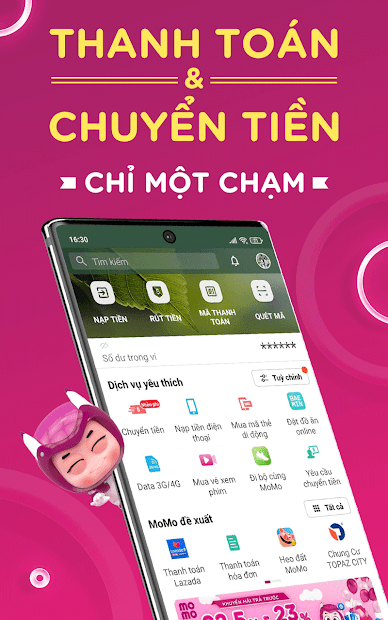 Screenshots Ví điện tử MoMo: nạp tiền & thanh toán tiện lợi tại Việt Nam