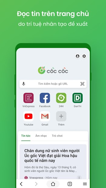 Screenshots Trình duyệt Cốc Cốc
