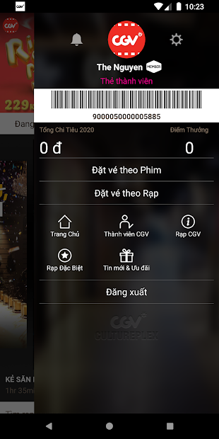 Screenshots CGV Cinemas -Ứng dụng đặt vé xem phim của CGV