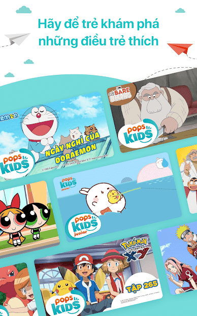Tải ngay ứng dụng POPS Kids để trẻ nhỏ của bạn có thể thưởng thức những bộ phim hoạt hình vô cùng thú vị, trong đó có cả những câu chuyện về chú mèo máy Doraemon đáng yêu!