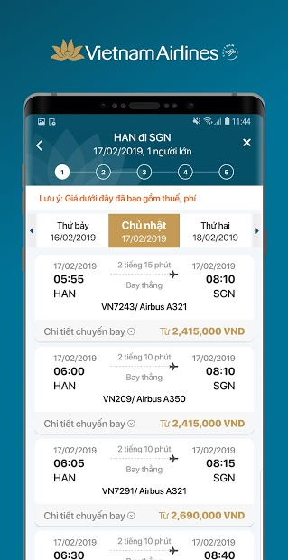 Ứng dụng Vietnam Airlines cung cấp cho bạn dịch vụ đặt vé, check-in trực tuyến và nhiều tính năng khác, giúp cho chuyến đi của bạn trở nên dễ dàng hơn bao giờ hết. Hãy tải ứng dụng của chúng tôi để trải nghiệm dịch vụ từ Vietnam Airlines ngay hôm nay!