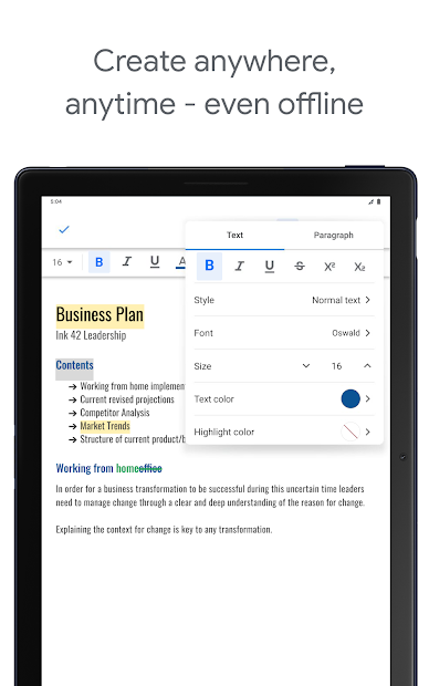Screenshots Google Tài liệu (Google Docs) - tạo và chỉnh sửa tài liệu trực tuyến, miễn phí