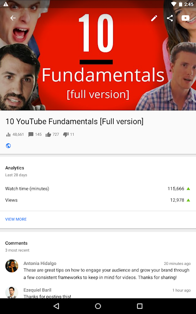 Screenshots YouTube Studio - Phần mềm dành cho Youtuber