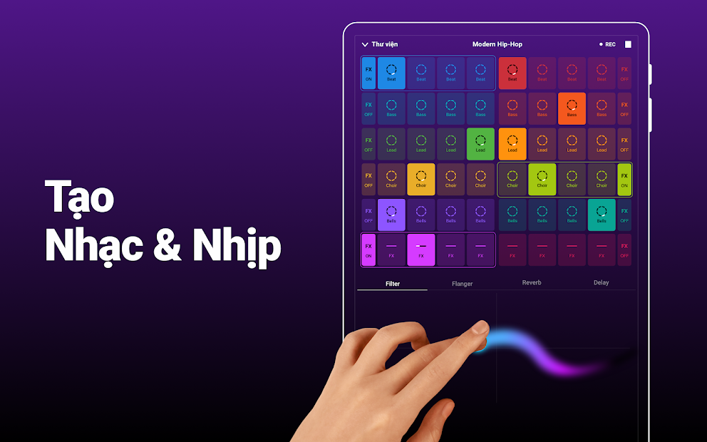 Screenshots Groovepad - Trình tạo nhạc và chơi trống trên thiết bị điện thoại thú vị