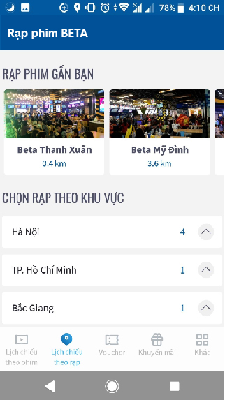 Screenshots Beta Cineplex: Ứng dụng đặt vé và tra cứu lịch chiếu phim