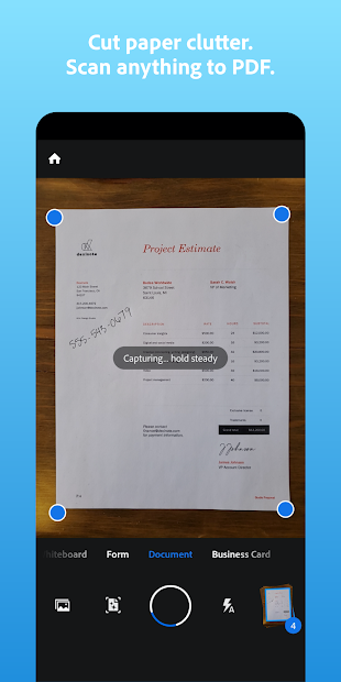 Screenshots Adobe Scan: Ứng dụng scan tệp tin PDF và danh thiếp dễ dàng
