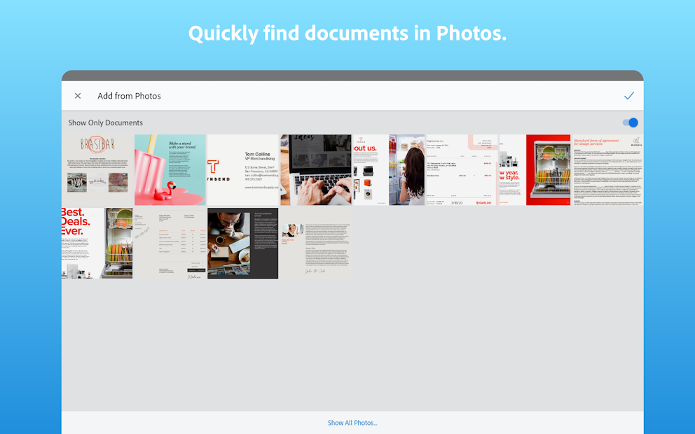 Screenshots Adobe Scan: Ứng dụng scan tệp tin PDF và danh thiếp dễ dàng