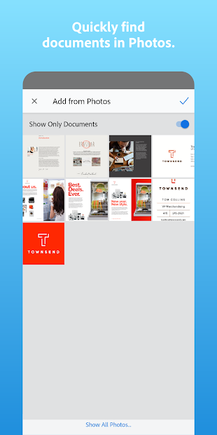 Screenshots Adobe Scan: Ứng dụng scan tệp tin PDF và danh thiếp dễ dàng