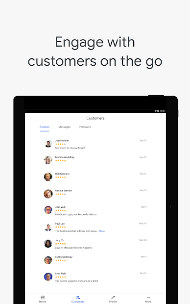 Screenshots Google My Business - Connect with your Customers