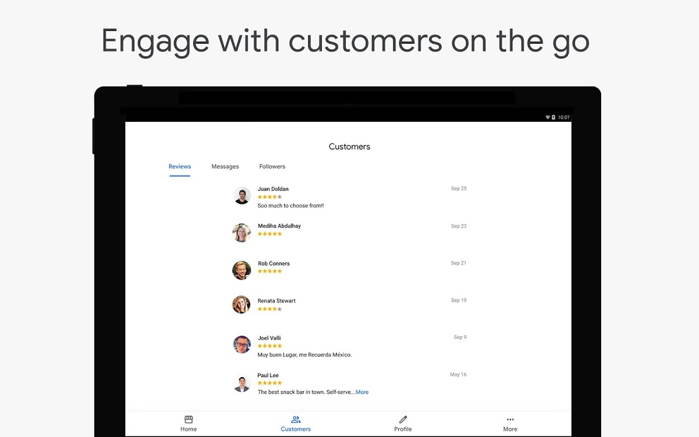Screenshots Google My Business - Connect with your Customers