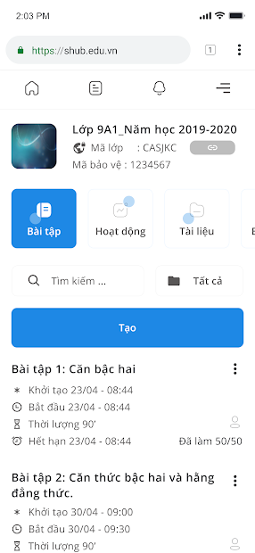 Screenshots SHub Classroom: Tạo bài tập và chấm điểm online cho học sinh