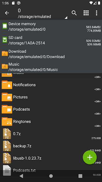 Ảnh chụp màn hình ZArchiver: Tạo và xem file nén 7zip, rar