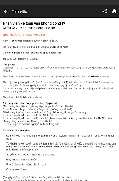 Screenshots Việc làm Indeed - Tìm kiếm việc làm nhanh chóng, thuận tiện