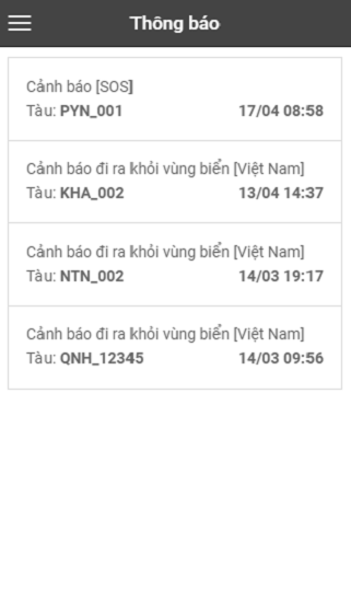 Screenshots VNPT VSS: Xem, giám sát vị trí tàu biển, truy xuất nguồn gốc hải sản