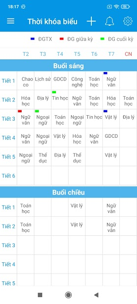 Screenshots Ứng dụng quản lý kết quả học tập, tính điểm trung bình môn